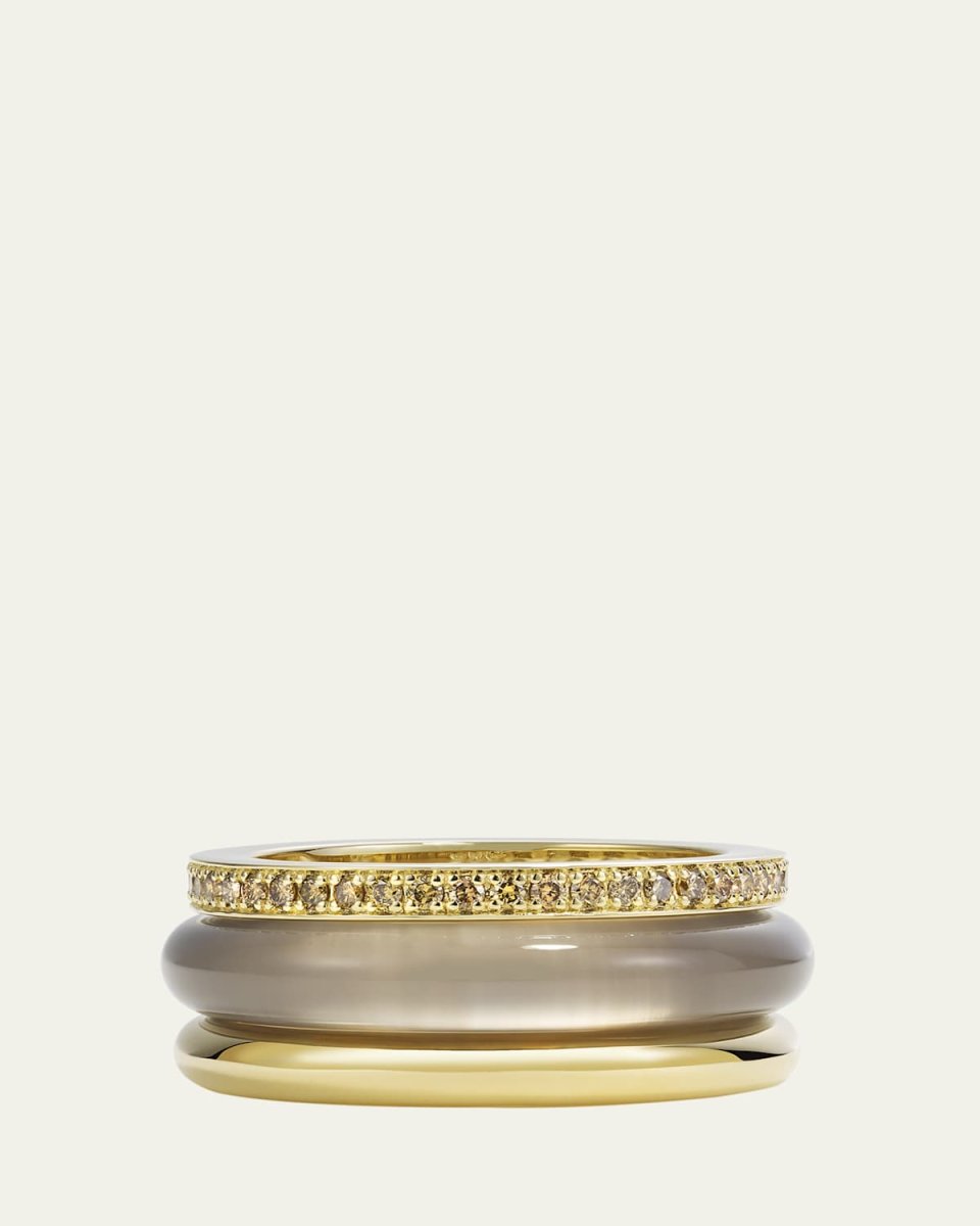 Slim Ring Stack, Grey Agate